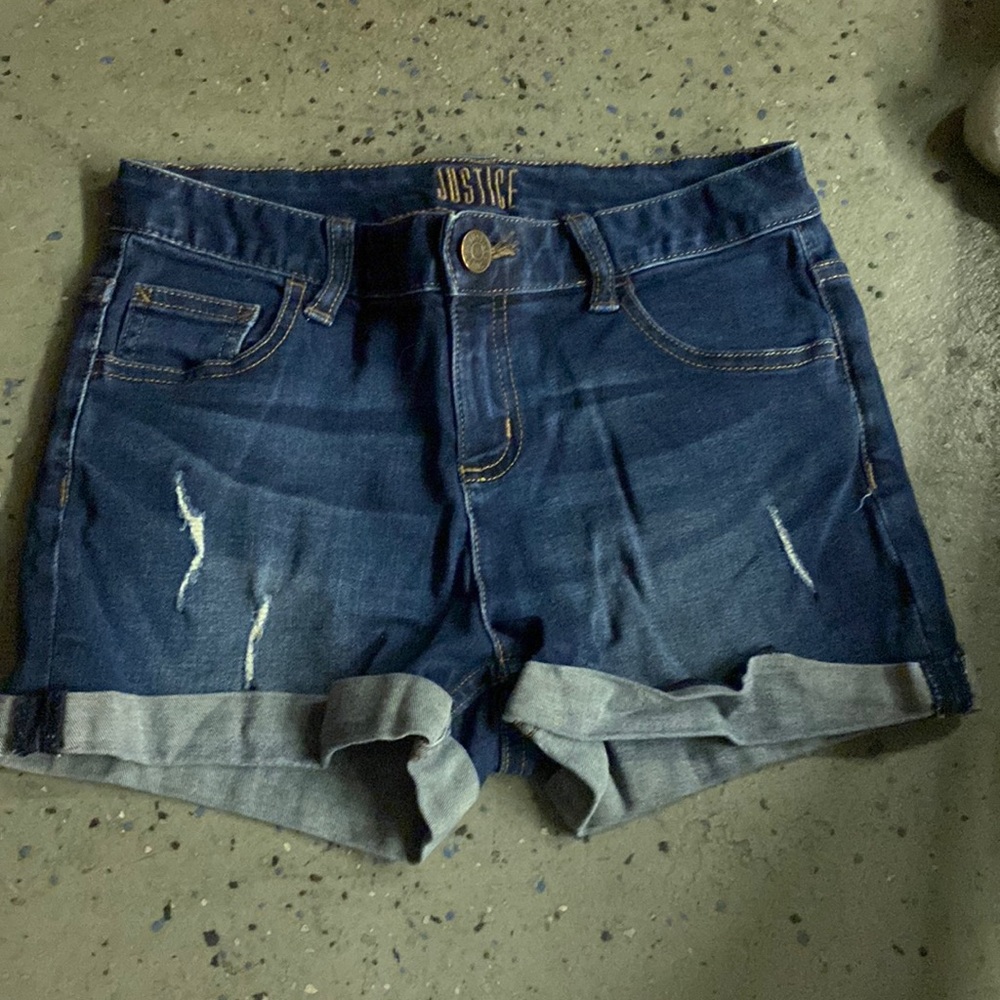 justice size 16 dark blue jean shorts